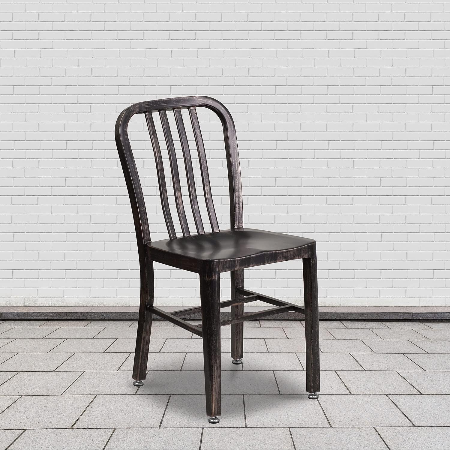 Gael Commercial Grade 2 Pack Black-Antique Gold Metal Indoor-Outdoor Chair-1