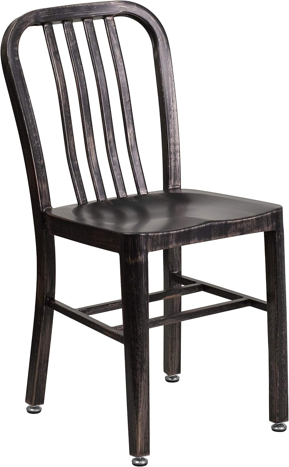 Gael Commercial Grade 2 Pack Black-Antique Gold Metal Indoor-Outdoor Chair-4
