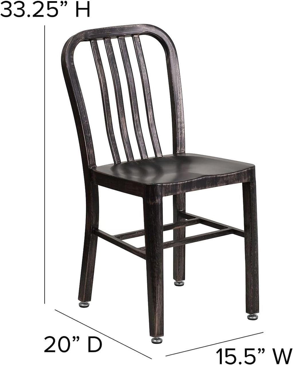 Gael Commercial Grade 2 Pack Black-Antique Gold Metal Indoor-Outdoor Chair-2
