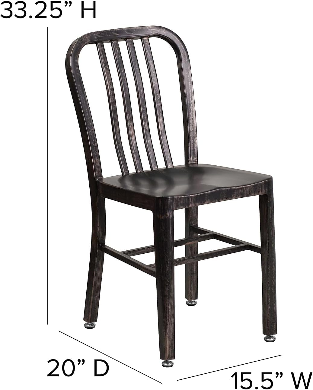 Gael Commercial Grade 2 Pack Black-Antique Gold Metal Indoor-Outdoor Chair-2