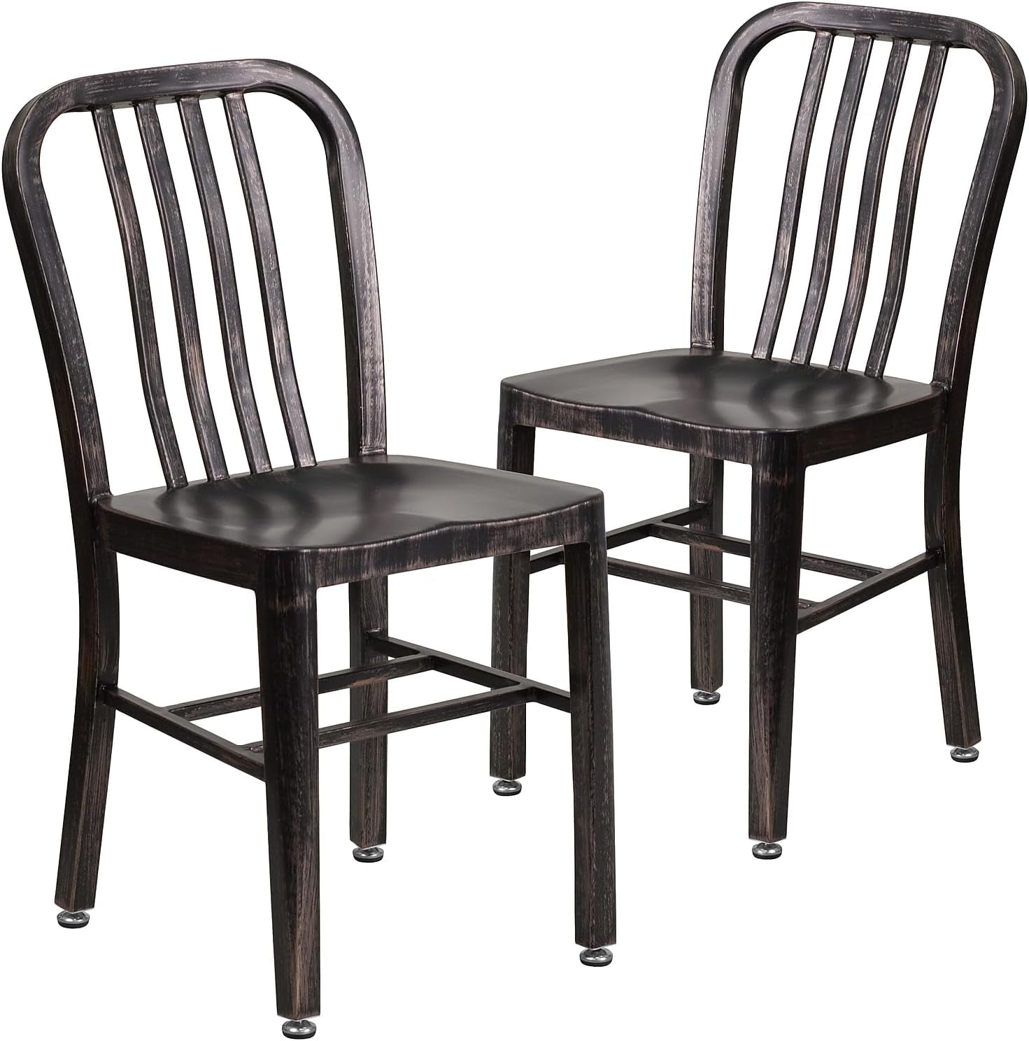 Gael Commercial Grade 2 Pack Black-Antique Gold Metal Indoor-Outdoor Chair-0